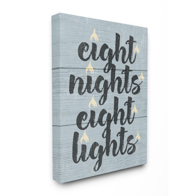 " Hanukkah Eight Nights Eight Lights Typography " Graphic Art Print