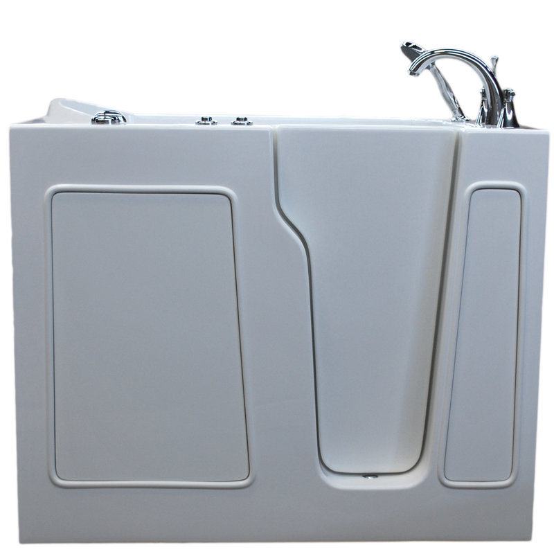 Prairie 45.75'' x 26'' Air Fiberglass Bathtub with Faucet, Right, White