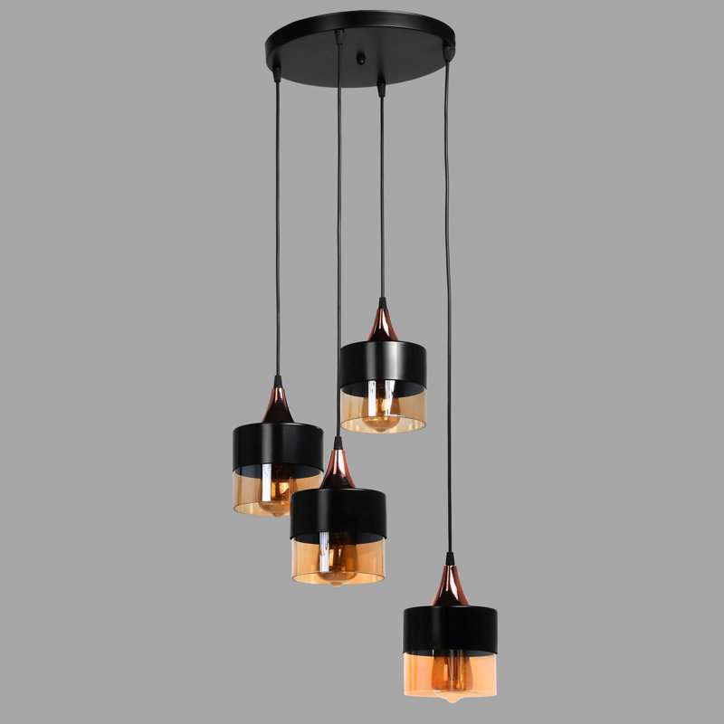 Luminaire suspendu tambour à 4 lumières Bartel, Noir