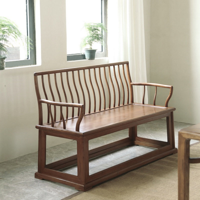 Simple All Solid Wood Bench, Nut Brown