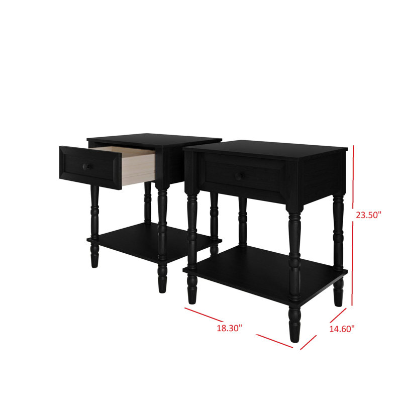 Lit superposé simple au-dessus de simple en bois massif avec table de chevet 3 pièces Aon Ames, Brown, Black
