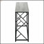 Console moderne moderne avec plateau en stratifié gris et base en métal noir, parfaite pour les vestibules et les canapés-1180696051