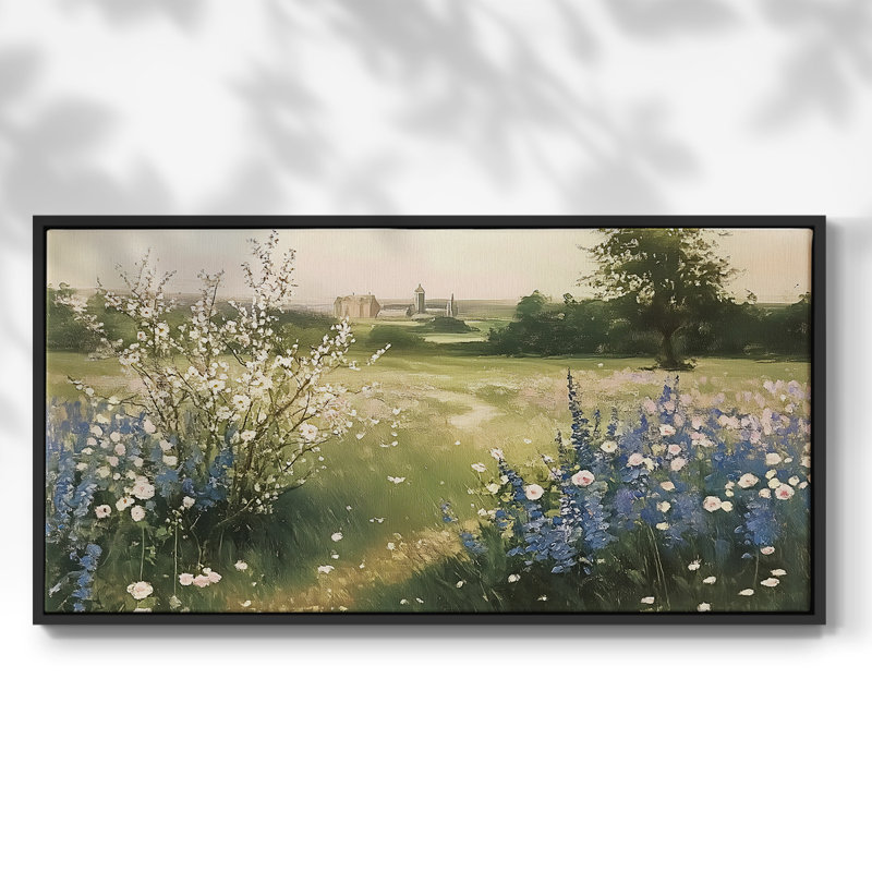 Botanical Series-CXLI- Toile tendue avec châssis tendue, prête à être accrochée, H 21 po x l 41 po, Noir
