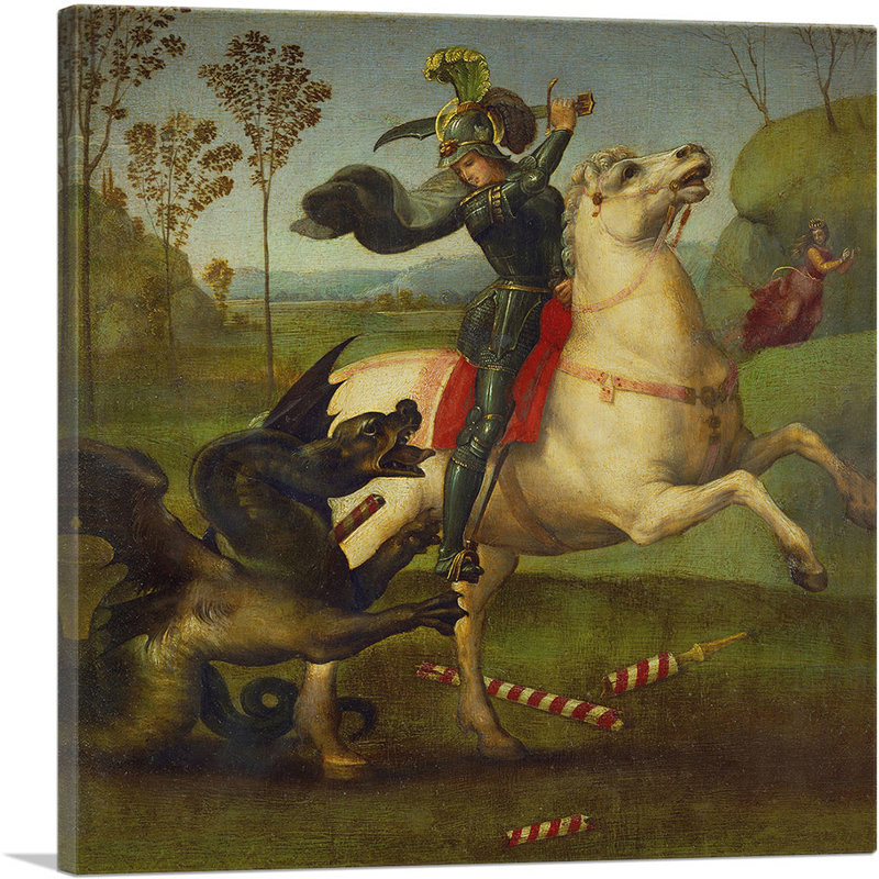 «Saint George Strug offrant with the Dragon 1504» par Raphael, impression sur toile tendue, H 36 po x l 36 po x P 0,75 po