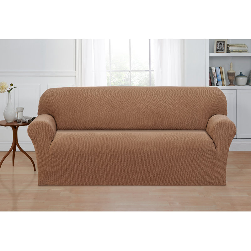 Housse pour canapé à coussins carrés/rectangulaires, Mélange de polyester sable