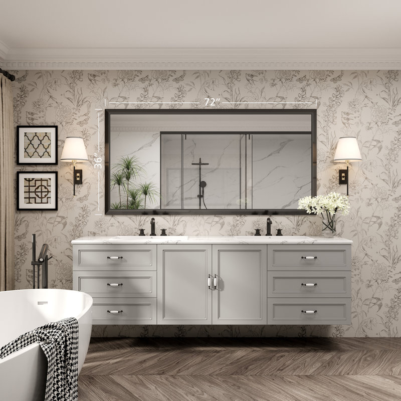 Miroir de meuble-lavabo mural Molly, Noir, 72 po x 36 po