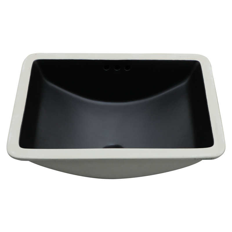 Lavabo de salle de bain en céramique noire 21 po x 15,05 po, construction de haute qualité, trop-plein intégré, comptoir intégré 18,91 lb