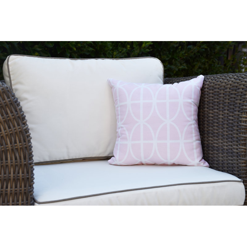 Housse de coussin d'extérieur carré Palm Beach, Rose, 16 po x 1 po