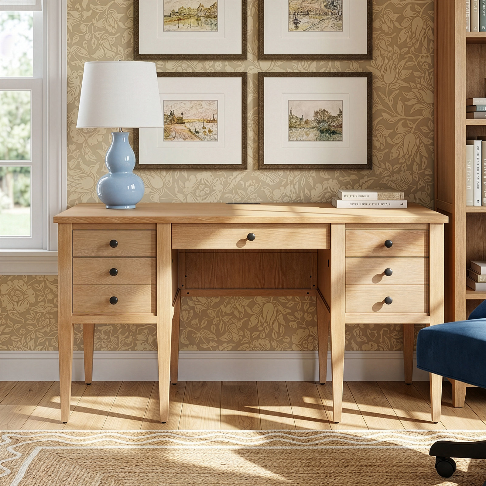 Gayle 60 " Oak Executive Desk