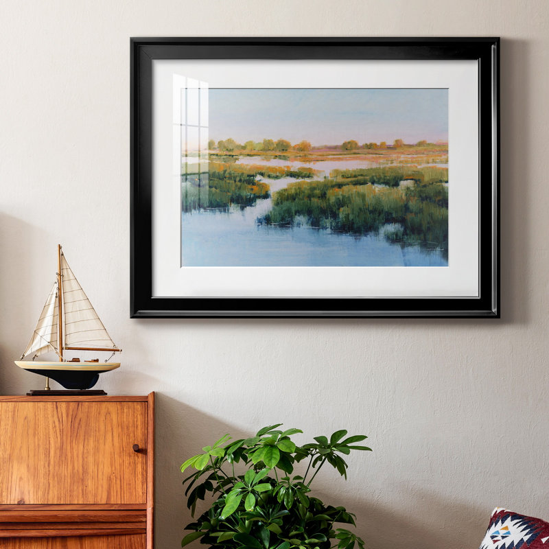 Marshland View II, reproduction encadrée de qualité supérieure - prête à être accrochée, Noir, H 18,5 po x l 24,5 po x P 1 po