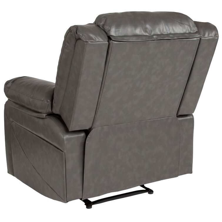 Arland Contemprary Faux Leather Pillow Back Recliner Lark Manor Upholstery Color: Gray Faux Leather