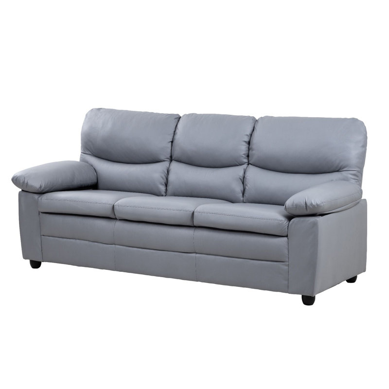 Ladeidre 3 Seater Faux Leather Sofa, Grey, 3