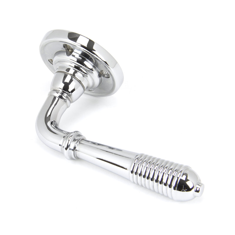 Reeded Lever on Rose Set - Unsprung, Polished Chrome