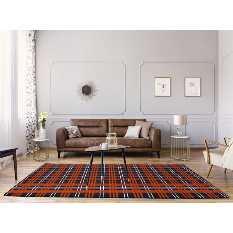 Tapis à carreaux bleu, Rectangle 8 pi x 10 pi