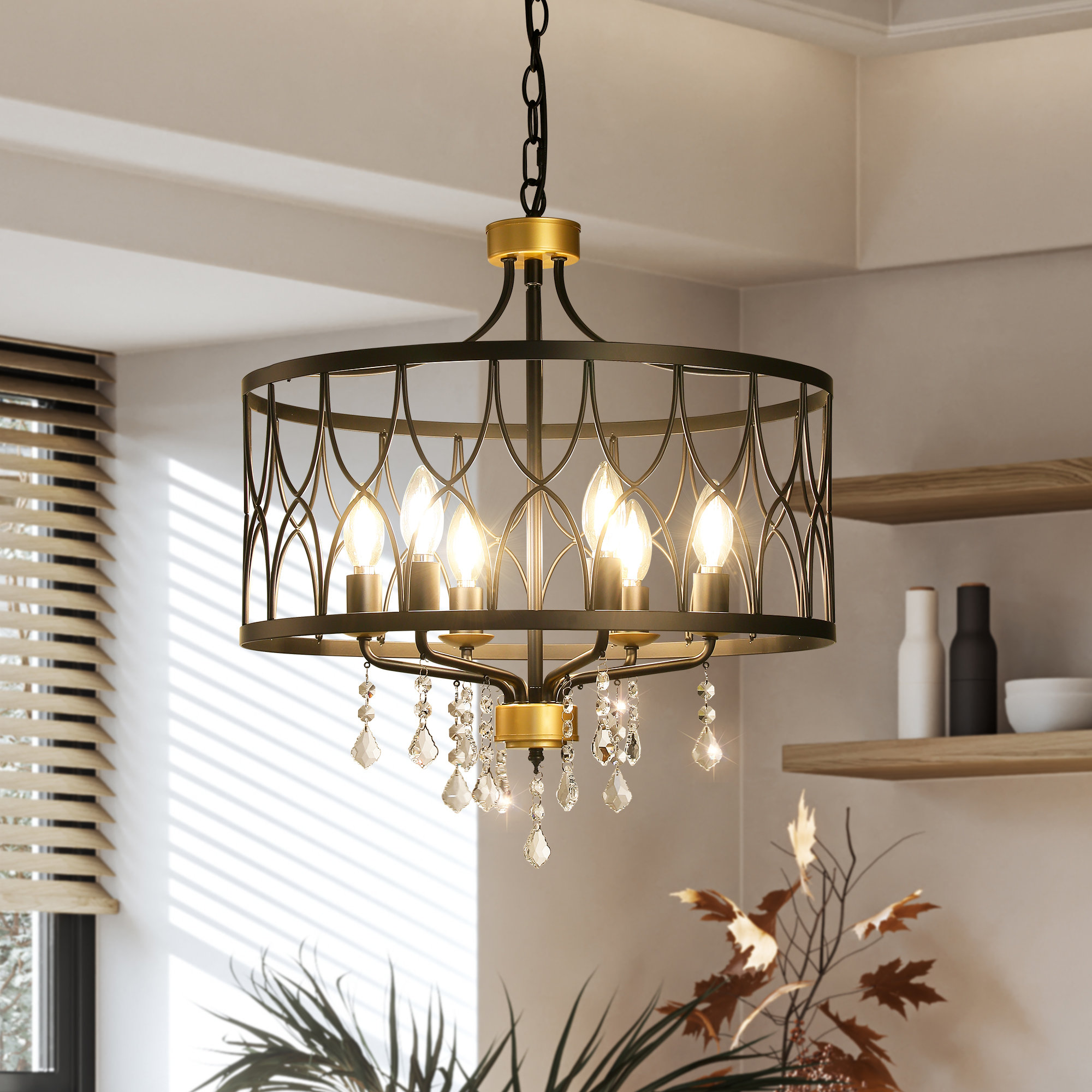 House of Hampton® Gaschler 6-Light Dining Room Chandeliers Dimmable and  Adjustable Height in Black \u0026 Reviews | Wayfair, image size:2000x2000