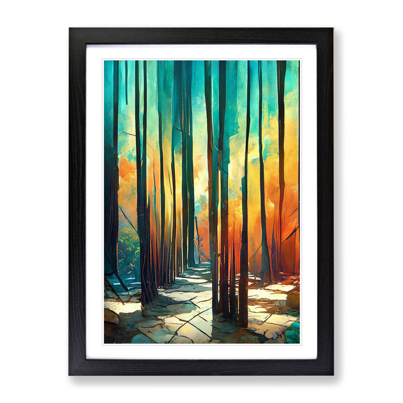 Unique Forest No.3 Abstract - Single Picture Frame Print, Black Framed, 64cm H x 46cm W x 2cm D