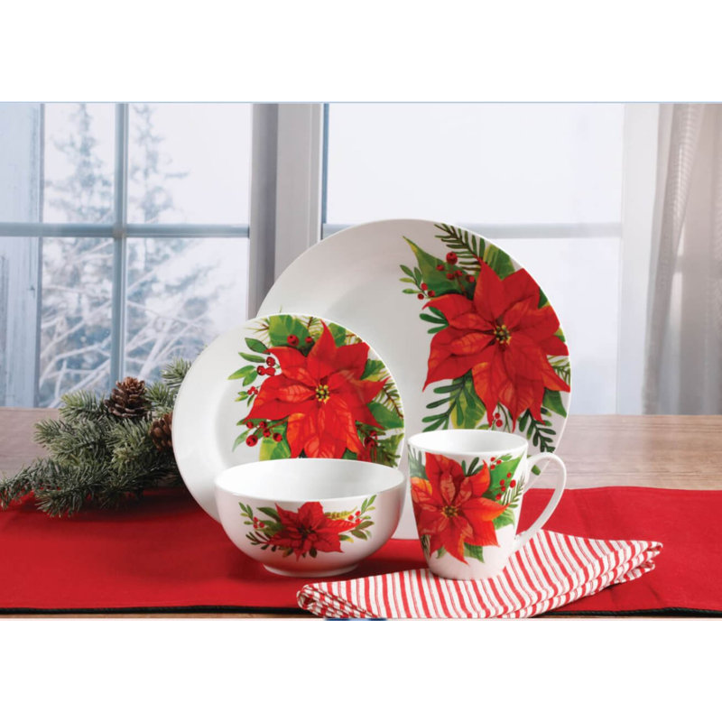 Service de table 16 pièces Gibson Home Magic Poinsettia