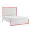 Mobilier de chambre à coucher contemporain à 1 tête de lit en tissu d'ameublement à DEL avec finition glam blanc Contemporary-793086945