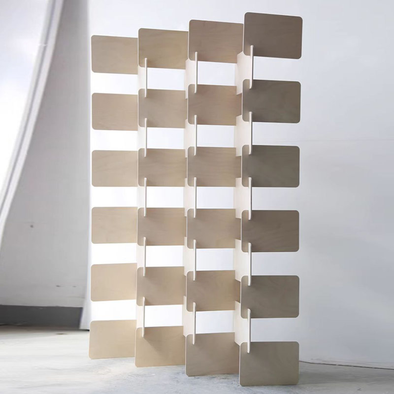 Paravent 7 panneaux en bois massif noyer, Beige