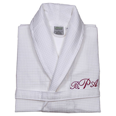 Personalized Waffle Bathrobe in White & Red