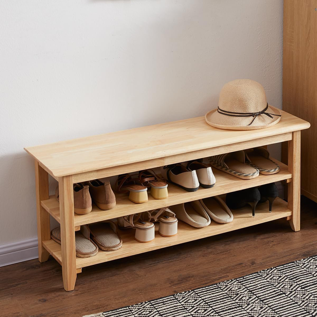 Red Barrel Studio® Storage Stool, Wooden Shoe-Changing Stool, Simple ...