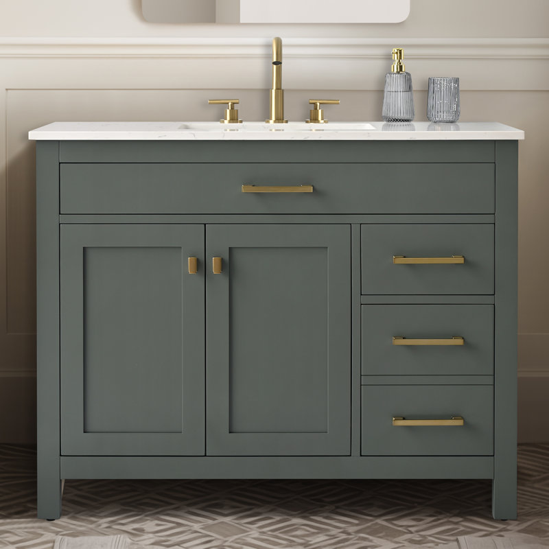 Trevor 42" W Single Vanity, Vintage Green/Brushed Gold