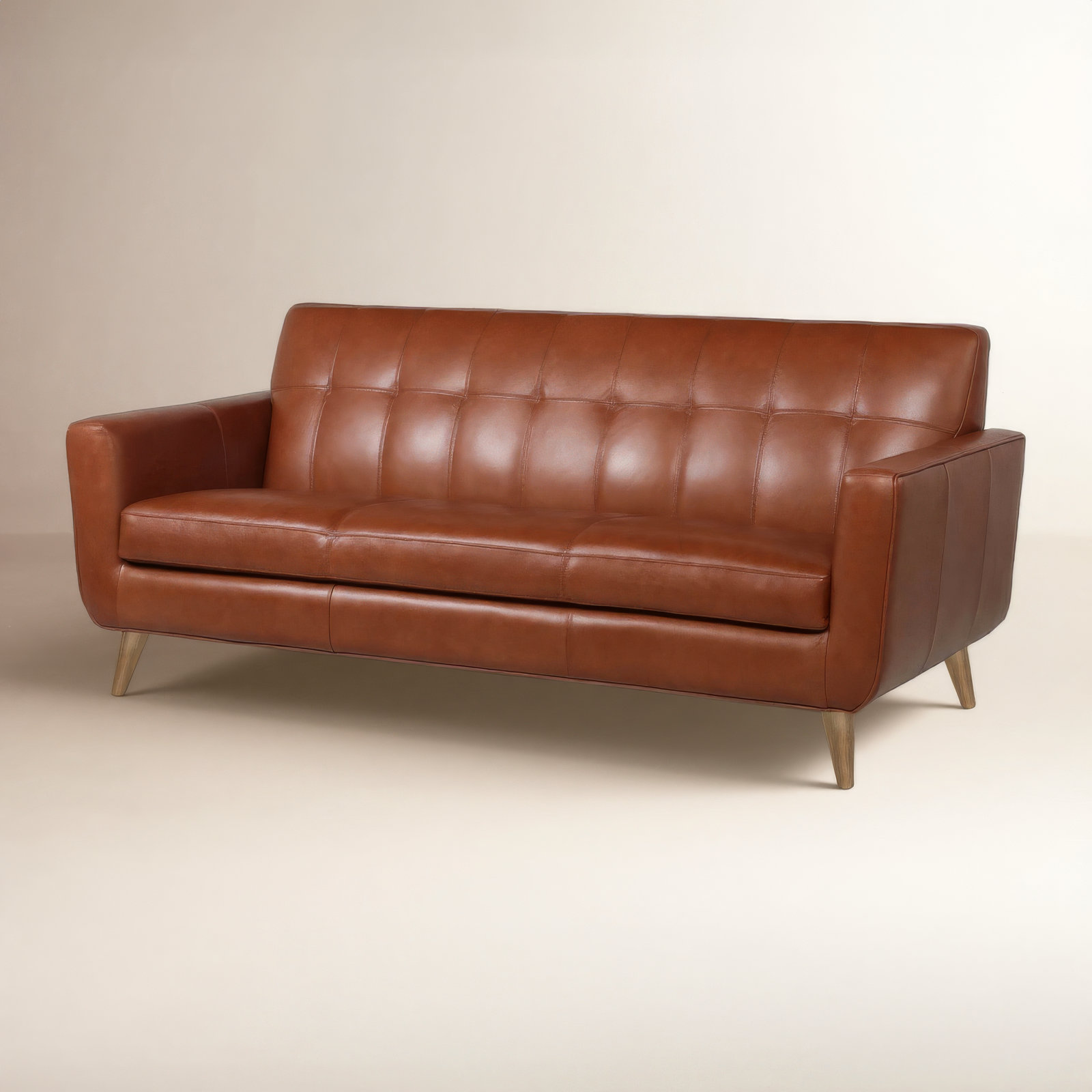 Demaris 84'' Upholstered Sofa, Cobblestone Leather Match