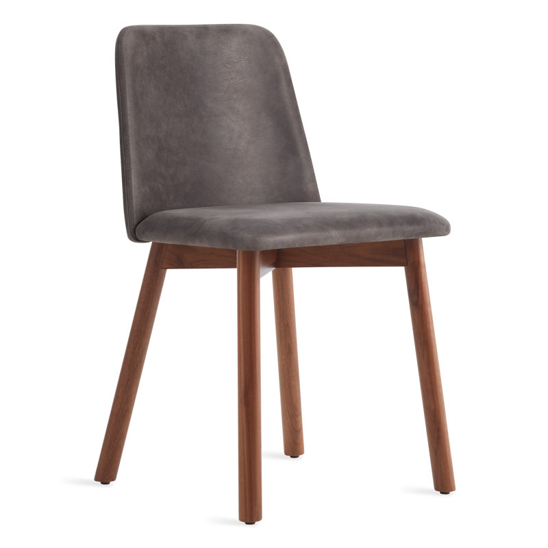 Chip Upholstered Dining Chair, Slate Genuine Leather, Smoke