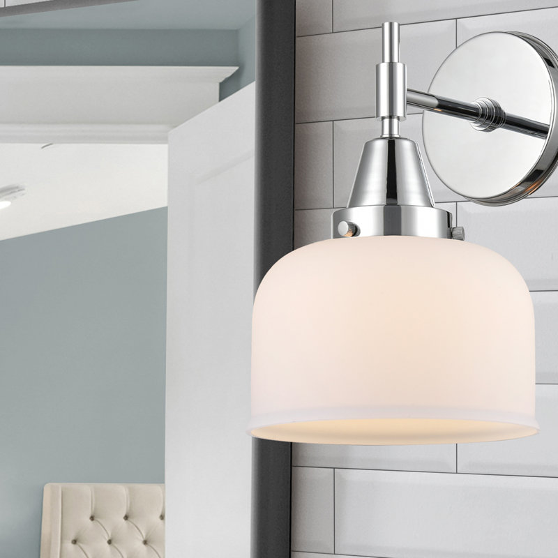 Gayle Chrome Armed Sconce, LED, Matte White, Polished Chrome