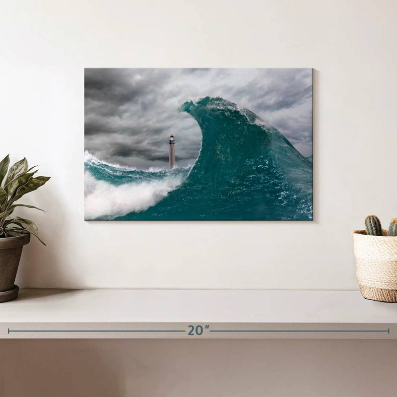 Phare d'Alvord dans la mer orageuse, H 8 po x l 12 po