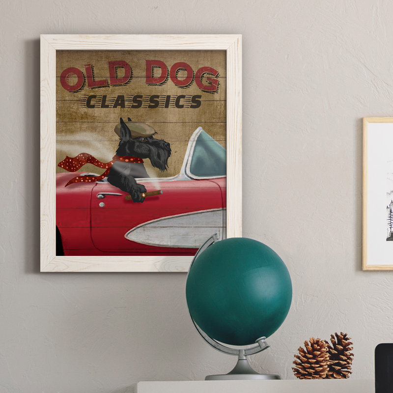 " Old Dog Classics ", White Framed Canvas, 20" H x 17" W x 1.5" D