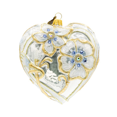 Floral Opal  Heart Ornament