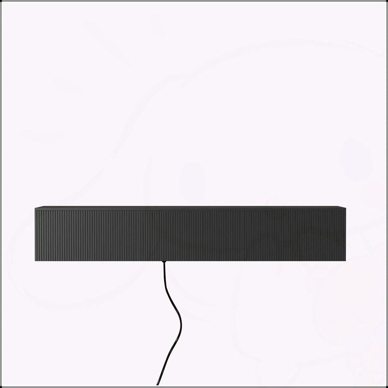 Meuble télé flottant à fixation murale avec 16 DEL de couleur et 69 po, Noir, H 11 po x L 11,8 po x l 68,8 po
