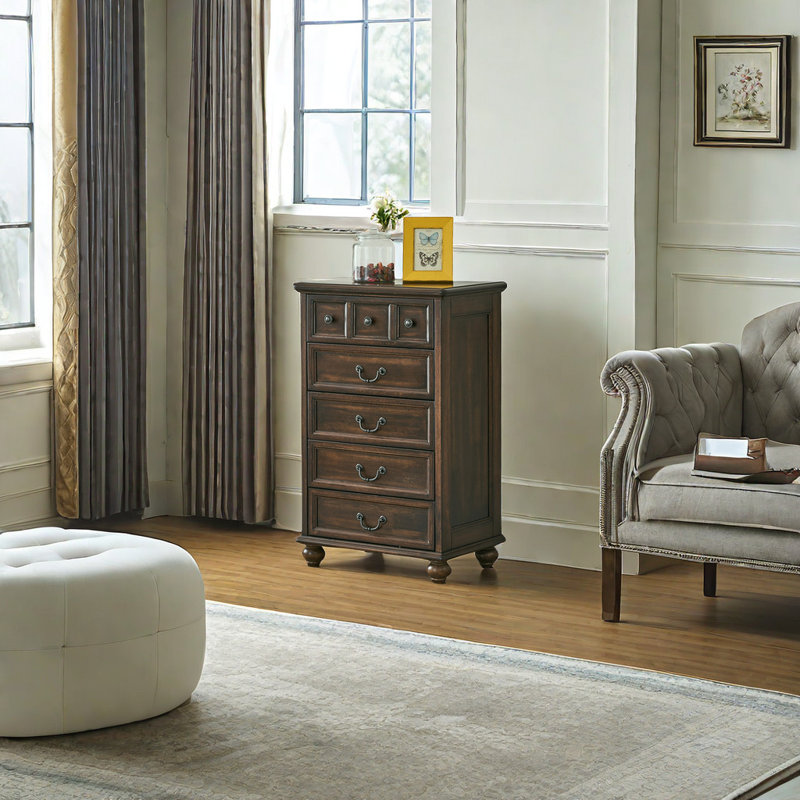 Commode d'appoint style rétro en bois de châtaignier doré