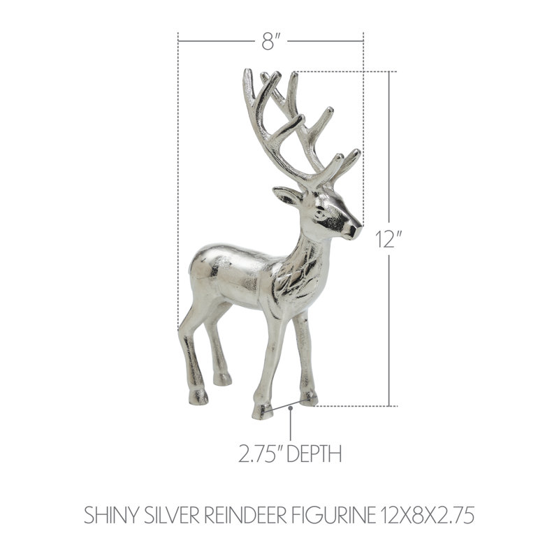 Figurine renne brillant argent 12 x 8 x 2,75
