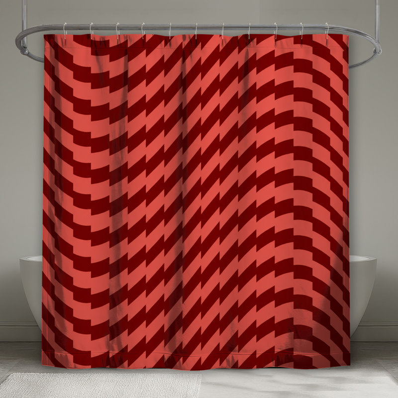 Rideaux de douche rouges à motif géométrique très longs, L 70 po x H 72 po