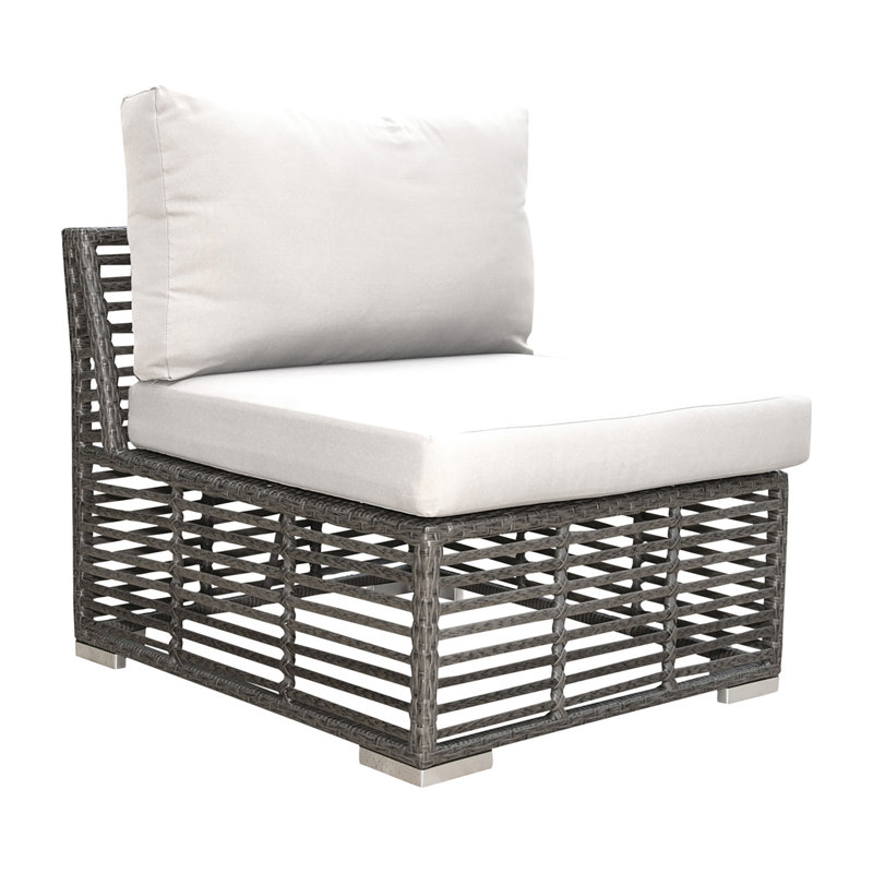 Graphite Wicker Outdoor Armless Lounge Chair, Canvas Air Blue Sunbrella® Canvas