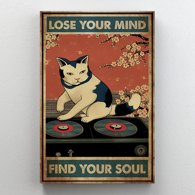 Chat, «Lose your mind», impression sur toile, H 20 po x l 16 po x P 1,25 po