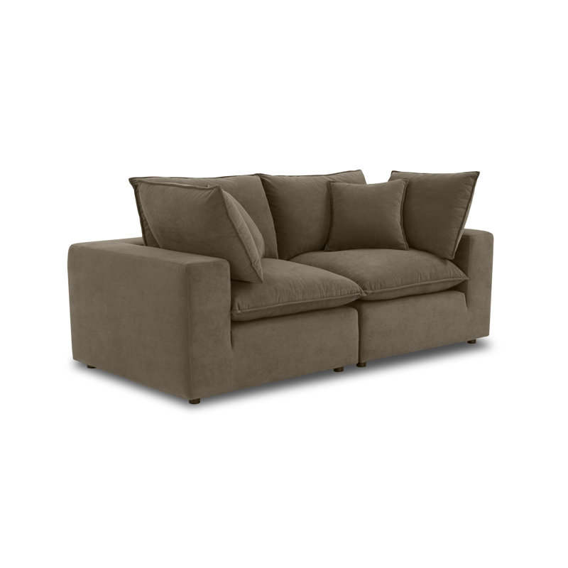 Hadleigh Chocolate Brown Performance Velvet Modular Loveseat