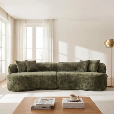 Canapé modulaire courbé 114 po 114 po, ensemble à compression 2 pièces, aucun assemblage requis, canapé moelleux moderne avec 4 coussins pour le salon, 3 couleurs en option