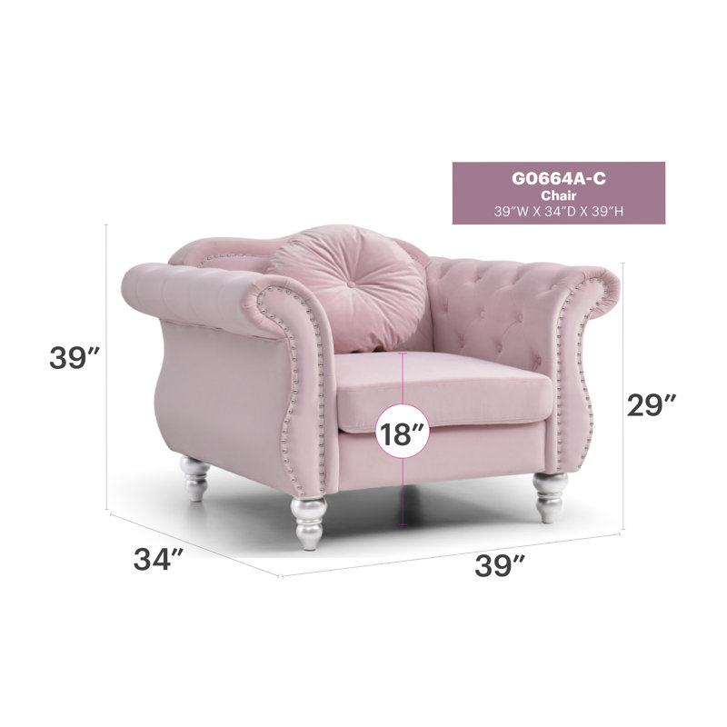 Fauteuil d'appoint chic transitionnel rose, Pink