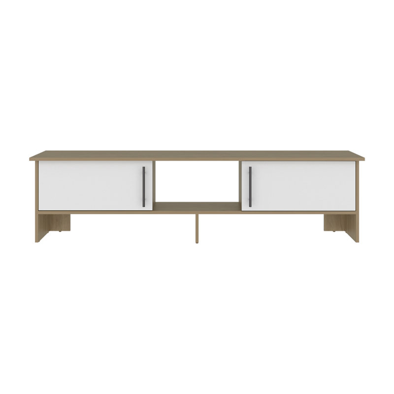 Noe Velmora 65" Entertainment Stand – Modern Tv Console With Open Storage Shelves, White