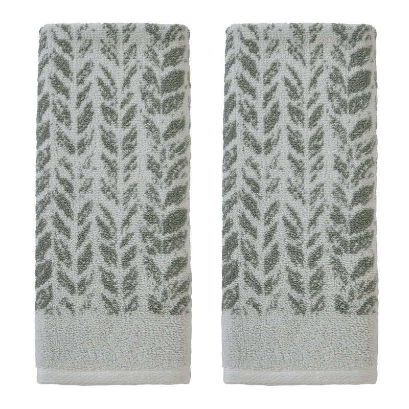 Gracie Oaks Distressed Leaves Hand Towel, Sage