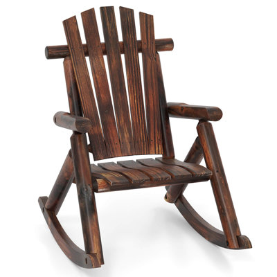 1 Pcs Outdoor Adirondack Rocking Chair For Adults Solid Wood Porch Rocker Patio Chair by Millwood Pines