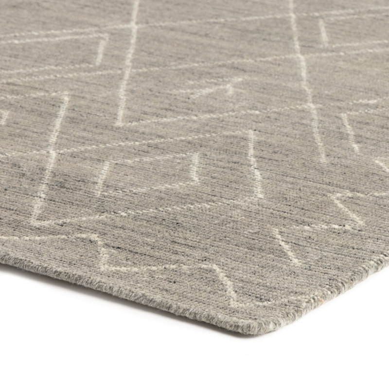 Gray Hand-Knotted Wool and Cotton Moroccan 8' x 10' Rug