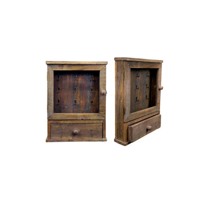 Solid Wood Wall Organizer with Key Hooks