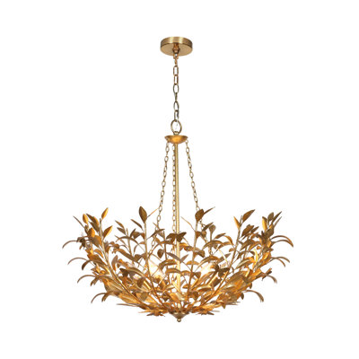 6-Light Dimmable 28.1’’ W Gold Dining Room Chandelier