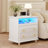 2-Drawer Nightstand With Light & Charging Station-369632465