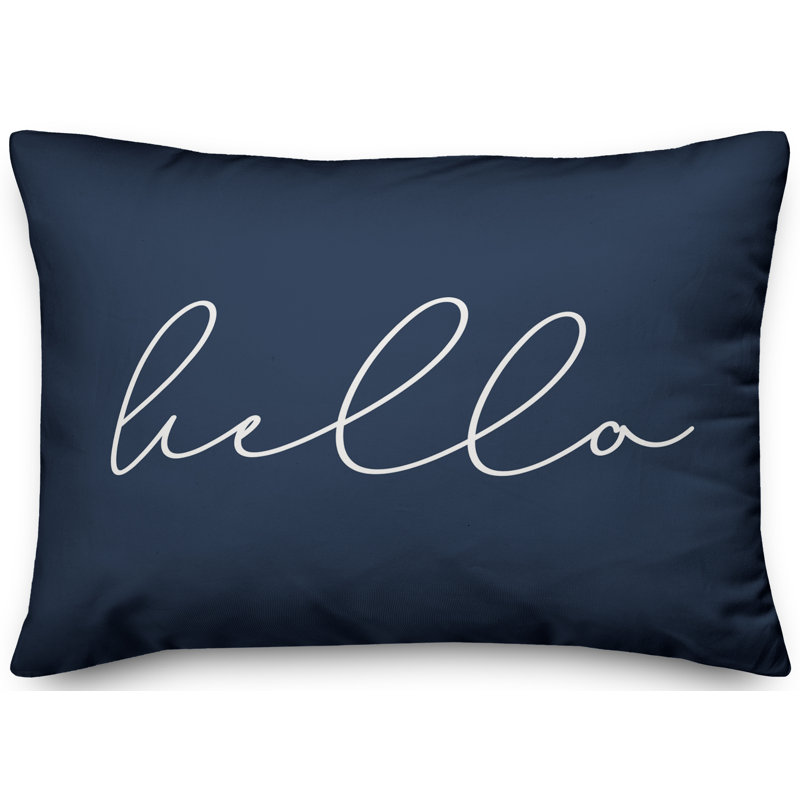 Textual Outdoor Throw Pillow, Navy