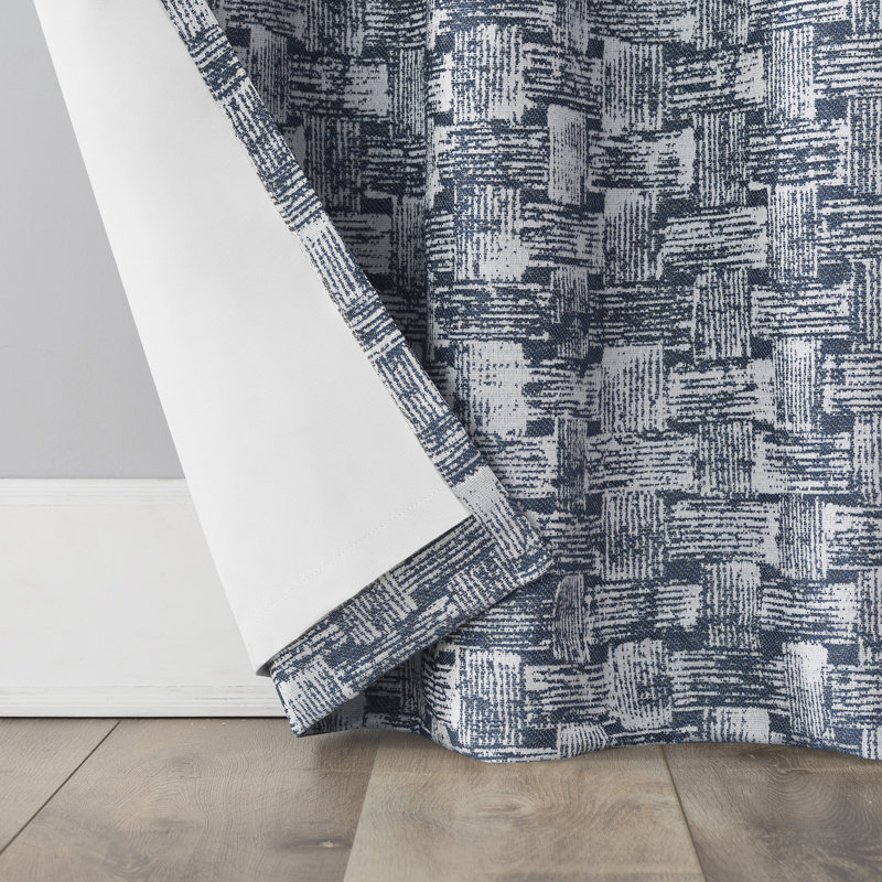 Osaka Blue Cotton Blend Blackout Grommet Curtain Panel 50" x 96"